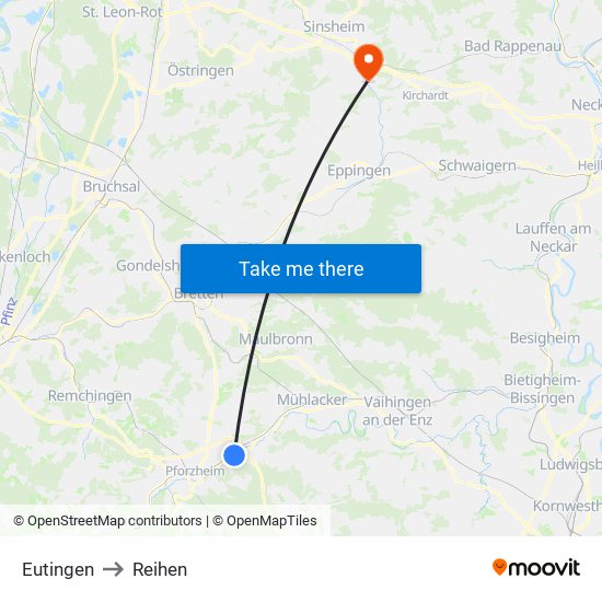 Eutingen to Reihen map