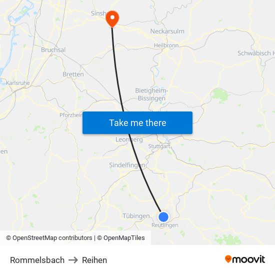 Rommelsbach to Reihen map