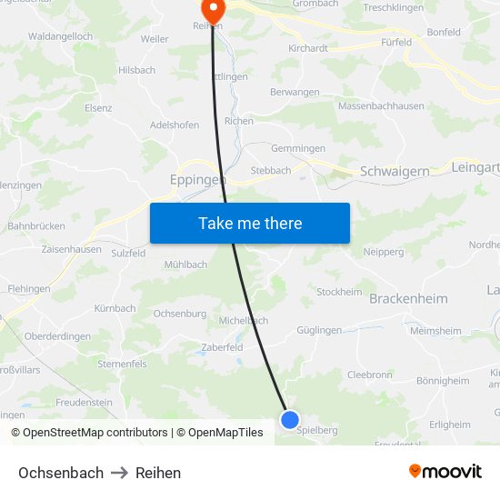 Ochsenbach to Reihen map