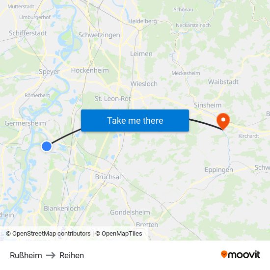 Rußheim to Reihen map