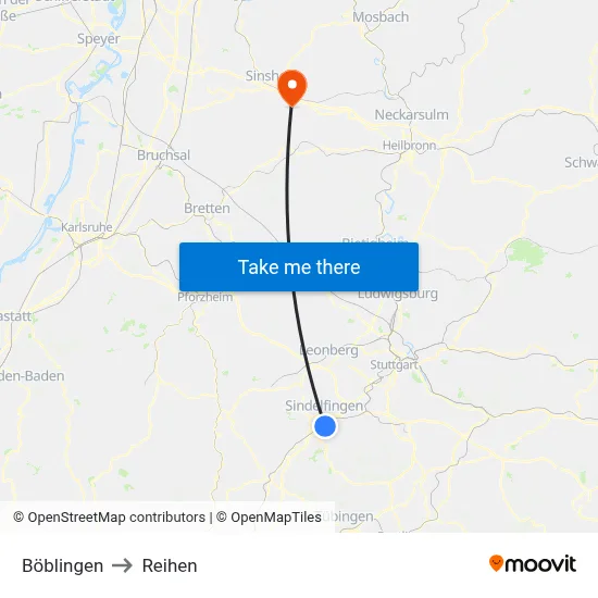 Böblingen to Reihen map