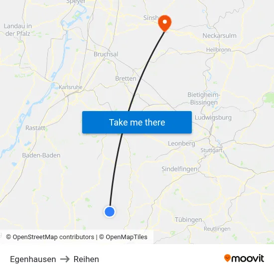 Egenhausen to Reihen map