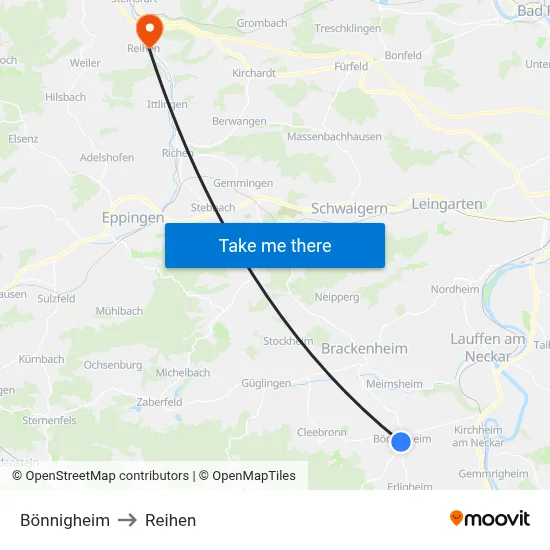 Bönnigheim to Reihen map