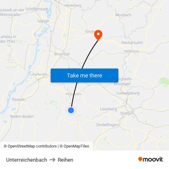 Unterreichenbach to Reihen map