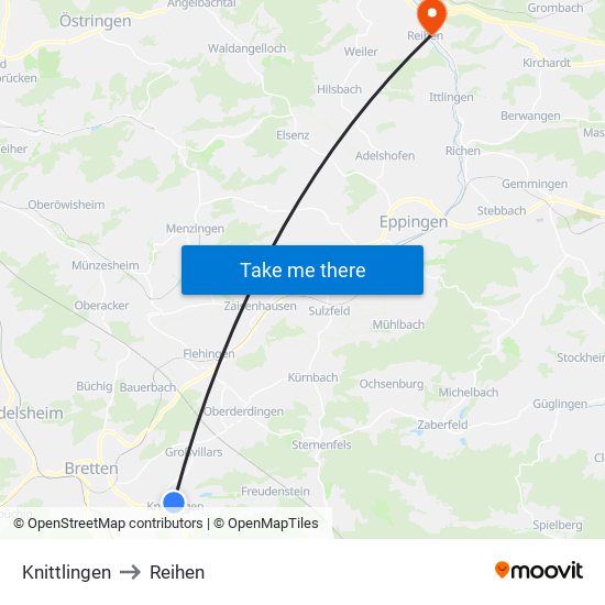 Knittlingen to Reihen map