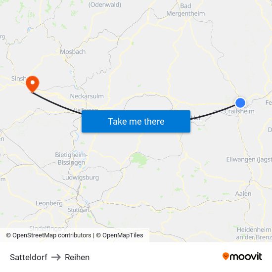 Satteldorf to Reihen map