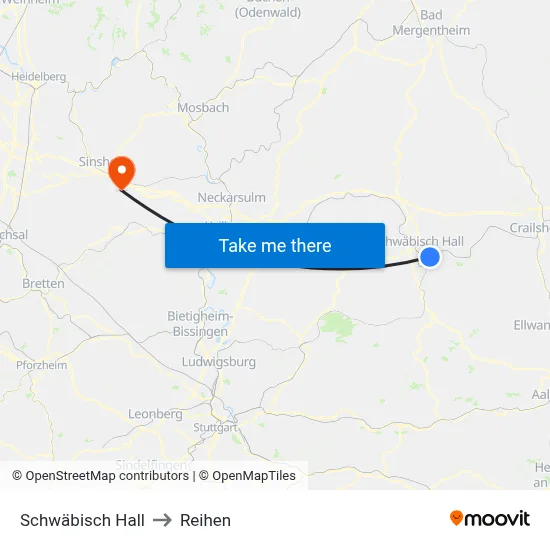 Schwäbisch Hall to Reihen map