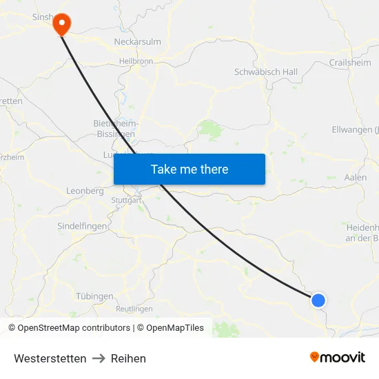 Westerstetten to Reihen map