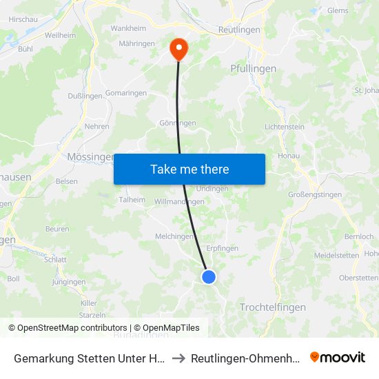 Gemarkung Stetten Unter Holstein to Reutlingen-Ohmenhausen map