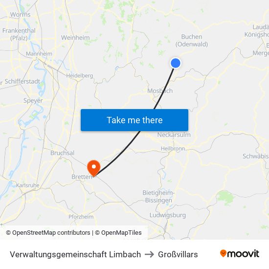 Verwaltungsgemeinschaft Limbach to Großvillars map