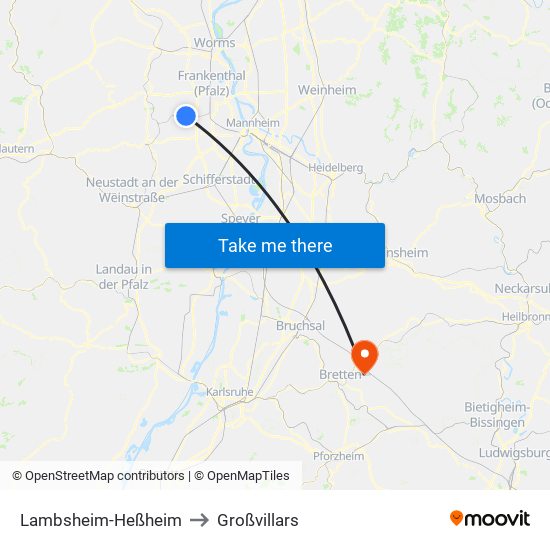 Lambsheim-Heßheim to Großvillars map
