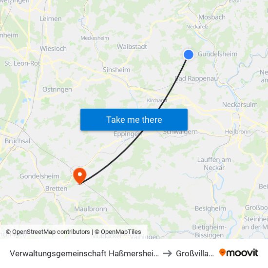 Verwaltungsgemeinschaft Haßmersheim to Großvillars map