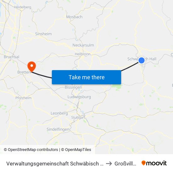 Verwaltungsgemeinschaft Schwäbisch Hall to Großvillars map