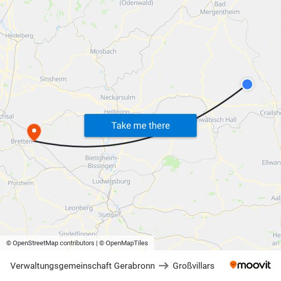 Verwaltungsgemeinschaft Gerabronn to Großvillars map