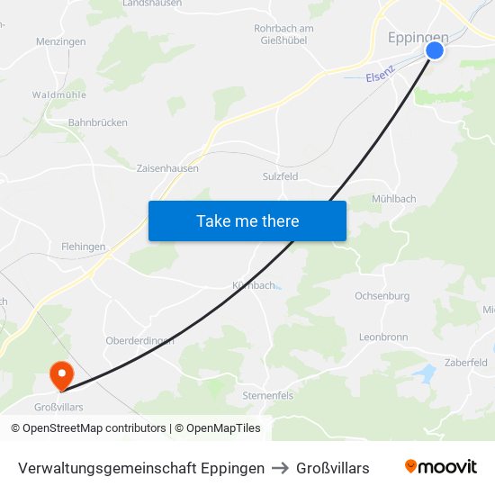 Verwaltungsgemeinschaft Eppingen to Großvillars map