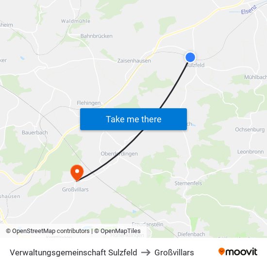 Verwaltungsgemeinschaft Sulzfeld to Großvillars map