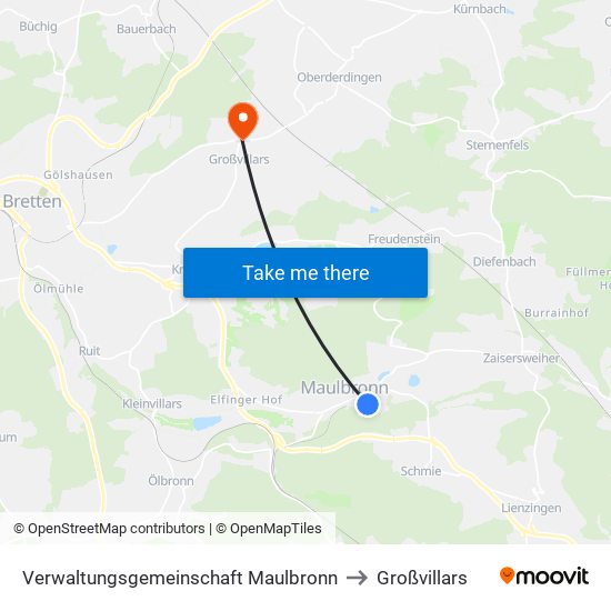 Verwaltungsgemeinschaft Maulbronn to Großvillars map
