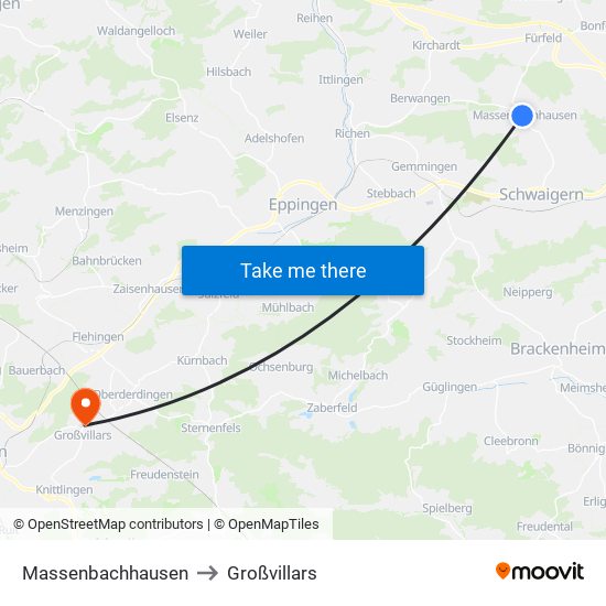 Massenbachhausen to Großvillars map