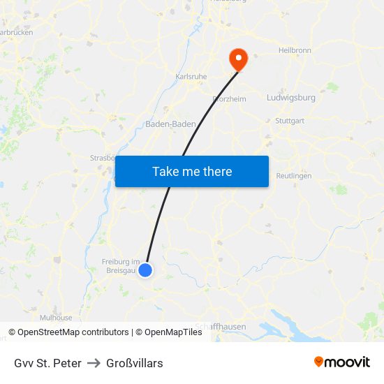 Gvv St. Peter to Großvillars map