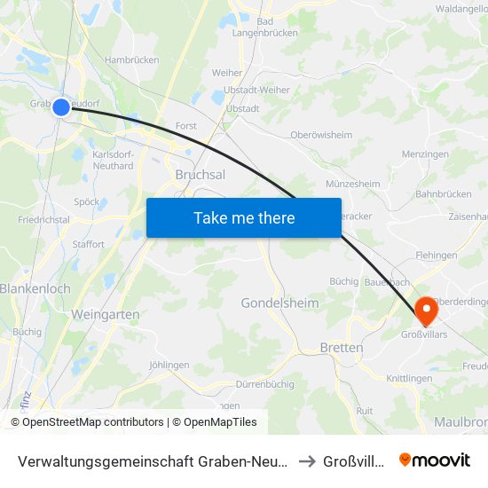 Verwaltungsgemeinschaft Graben-Neudorf to Großvillars map