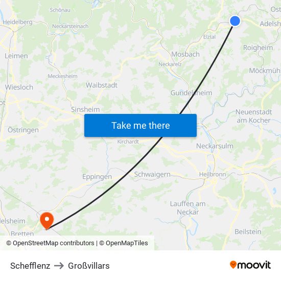 Schefflenz to Großvillars map