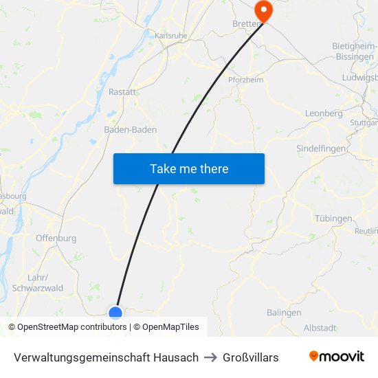 Verwaltungsgemeinschaft Hausach to Großvillars map