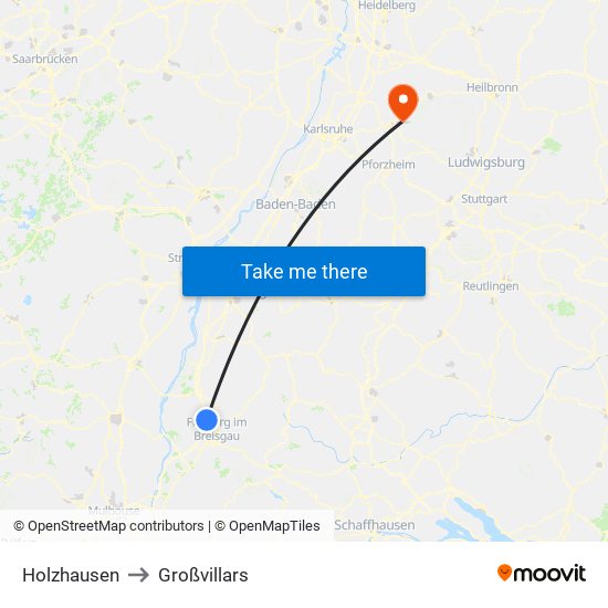 Holzhausen to Großvillars map