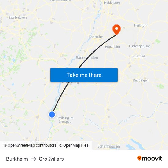 Burkheim to Großvillars map