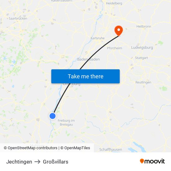 Jechtingen to Großvillars map