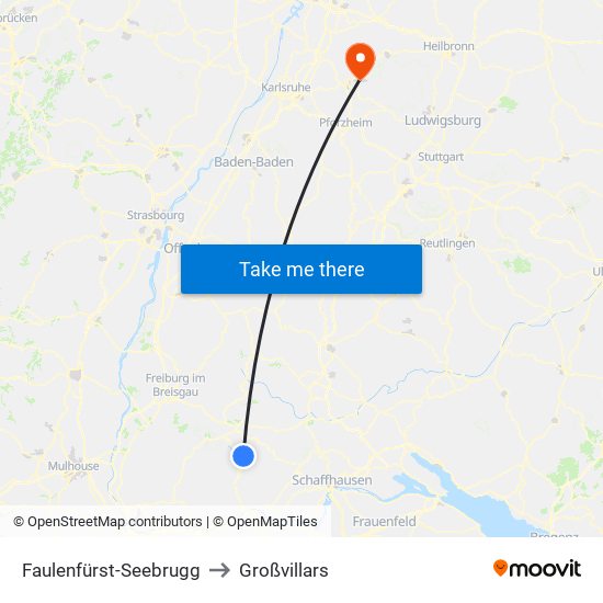 Faulenfürst-Seebrugg to Großvillars map