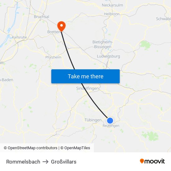 Rommelsbach to Großvillars map