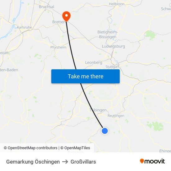 Gemarkung Öschingen to Großvillars map