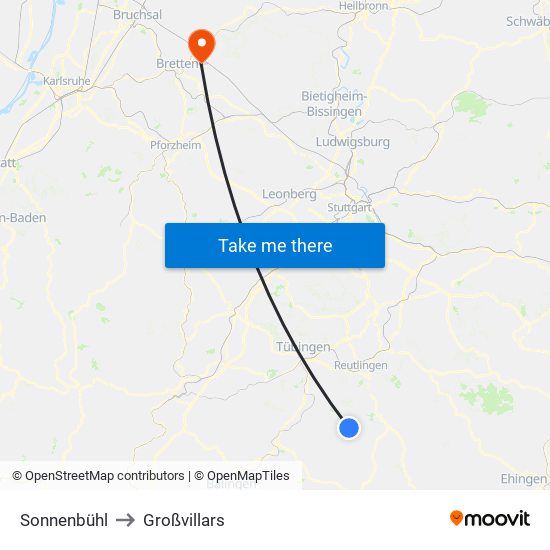 Sonnenbühl to Großvillars map