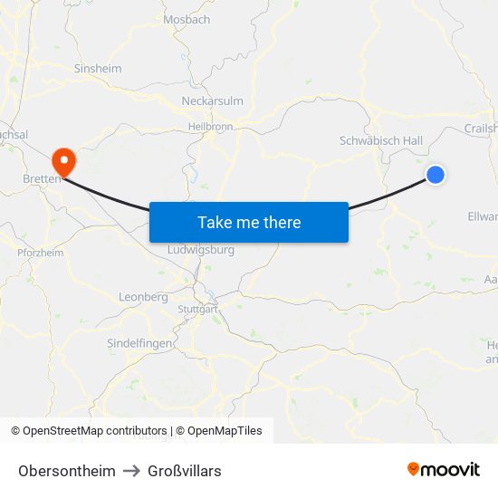 Obersontheim to Großvillars map