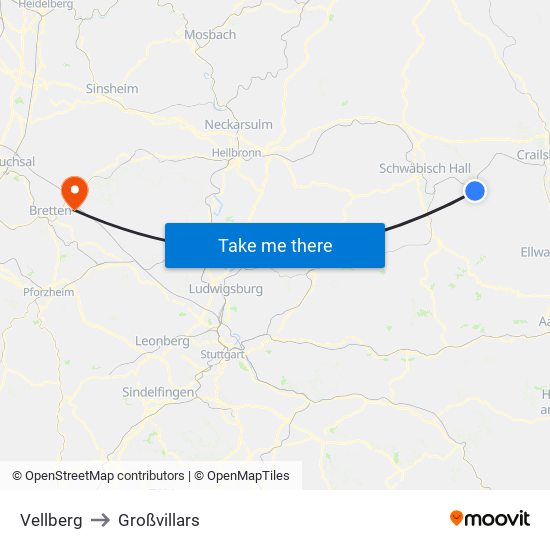 Vellberg to Großvillars map