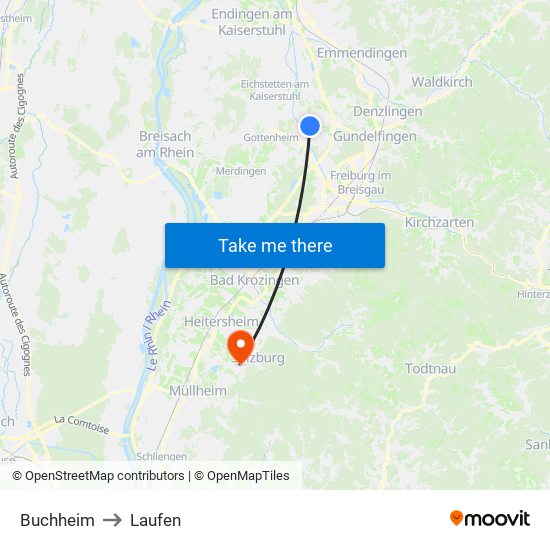 Buchheim to Laufen map