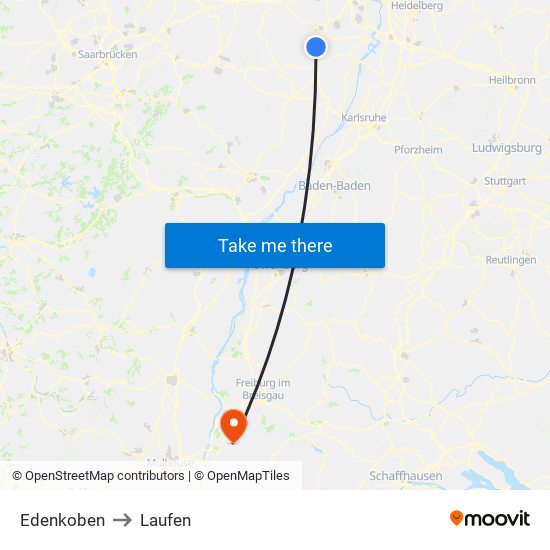 Edenkoben to Laufen map