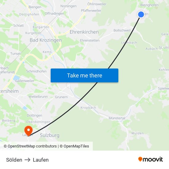 Sölden to Laufen map