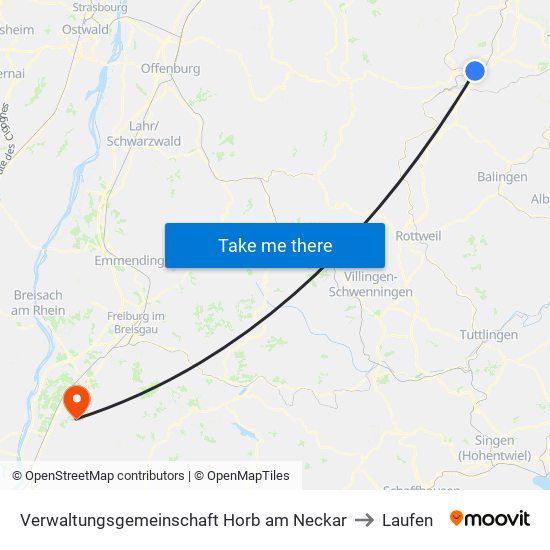 Verwaltungsgemeinschaft Horb am Neckar to Laufen map