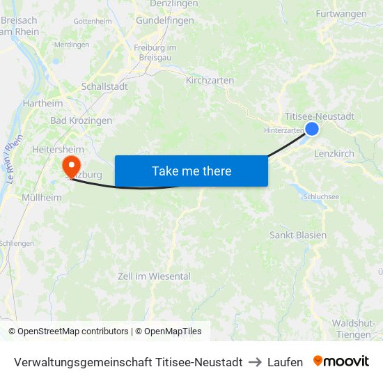 Verwaltungsgemeinschaft Titisee-Neustadt to Laufen map