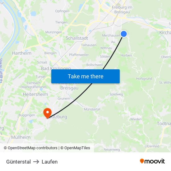 Günterstal to Laufen map