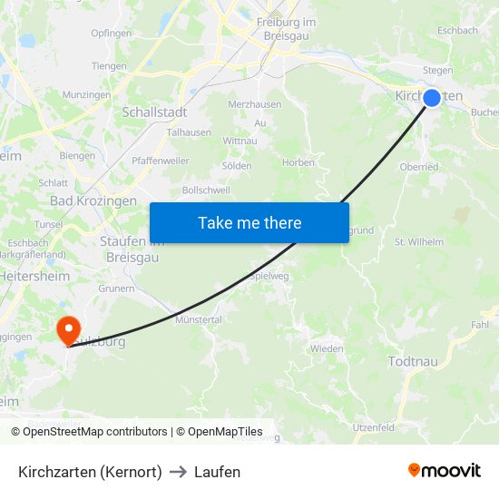 Kirchzarten (Kernort) to Laufen map
