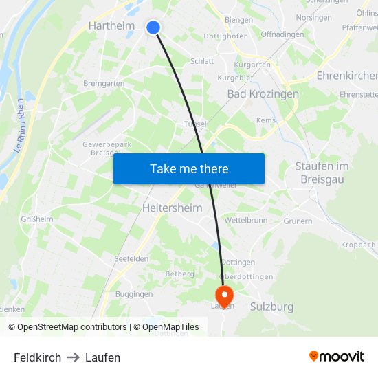 Feldkirch to Laufen map