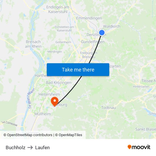 Buchholz to Laufen map