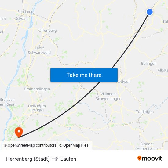 Herrenberg (Stadt) to Laufen map