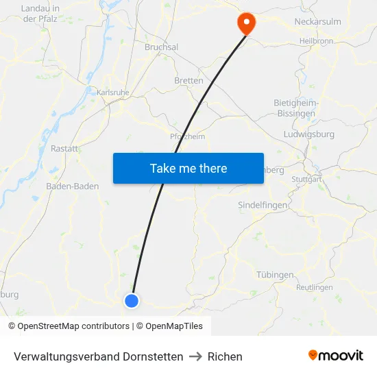Verwaltungsverband Dornstetten to Richen map