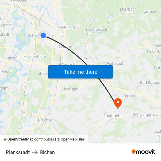 Plankstadt to Richen map