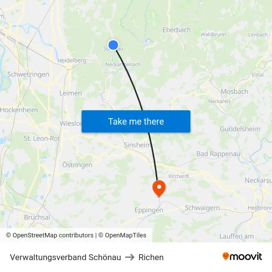 Verwaltungsverband Schönau to Richen map
