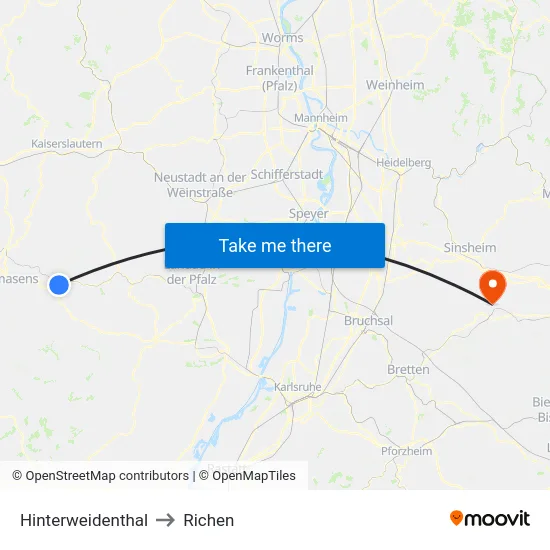 Hinterweidenthal to Richen map