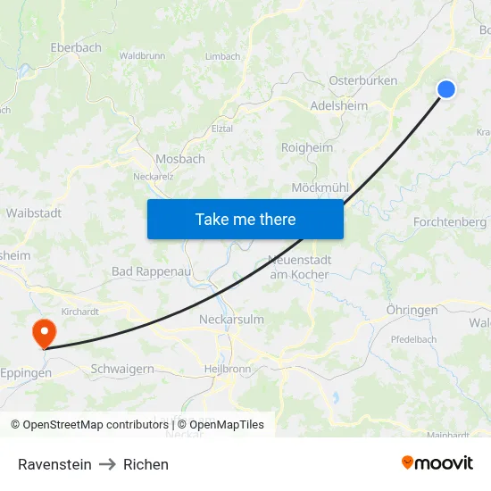 Ravenstein to Richen map